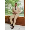 imageCOOFANDY Mens 3 Piece Linen Suits Casual Lightweight Blazer Jackets Vest Pants Set for Wedding Business PromKhaki