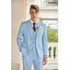 imageCOOFANDY Mens 3 Piece Linen Suits Casual Lightweight Blazer Jackets Vest Pants Set for Wedding Business PromLight Blue