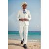imageCOOFANDY Mens 3 Piece Linen Suits Casual Lightweight Blazer Jackets Vest Pants Set for Wedding Business PromWhite