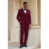 imageCOOFANDY Mens 3 Piece Linen Suits Casual Lightweight Blazer Jackets Vest Pants Set for Wedding Business PromWine Red