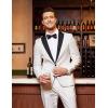 imageCOOFANDY Mens Wedding Suits 2 Piece Tuxedo Jacket One Button Peak Lapel Suit Jacket Dress Pants for DinnerPromPartyWhite