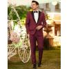 imageCOOFANDY Mens Wedding Suits 2 Piece Tuxedo Jacket One Button Peak Lapel Suit Jacket Dress Pants for DinnerPromPartyWine Red