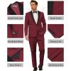 imageCOOFANDY Mens Wedding Suits 2 Piece Tuxedo Jacket One Button Peak Lapel Suit Jacket Dress Pants for DinnerPromPartyWine Red