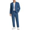 imageCOOFANDY Men 2 Piece Linen Suits Set Casual Lightweight Blazer Jacket Regular Fit Suit PantsBlue