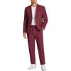 imageCOOFANDY Men 2 Piece Linen Suits Set Casual Lightweight Blazer Jacket Regular Fit Suit PantsWine Red
