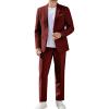 imageCOOFANDY Men Suits Classic Fit 2 Piece Suit Set One Button Casual Blazer Wedding Bussiness Suit SeparatesRed