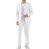 imageCOOFANDY Men Suits Classic Fit 2 Piece Suit Set One Button Casual Blazer Wedding Bussiness Suit SeparatesWhite