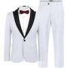 imageCOOFANDY Mens Wedding Suits 2 Piece Tuxedo Jacket One Button Peak Lapel Suit Jacket Dress Pants for DinnerPromPartyWhite