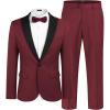 imageCOOFANDY Mens Wedding Suits 2 Piece Tuxedo Jacket One Button Peak Lapel Suit Jacket Dress Pants for DinnerPromPartyWine Red
