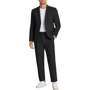 imageCOOFANDY Men 2 Piece Linen Suits Set Casual Lightweight Blazer Jacket Regular Fit Suit PantsBlack