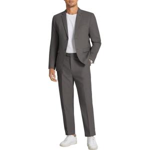 imageCOOFANDY Men 2 Piece Linen Suits Set Casual Lightweight Blazer Jacket Regular Fit Suit PantsDark Grey