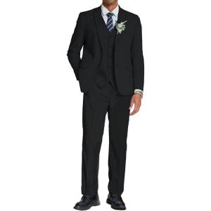 imageCOOFANDY Mens 3 Piece Linen Suits Casual Lightweight Blazer Jackets Vest Pants Set for Wedding Business PromBlack