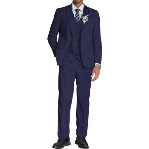 imageCOOFANDY Mens 3 Piece Linen Suits Casual Lightweight Blazer Jackets Vest Pants Set for Wedding Business PromDark Blue