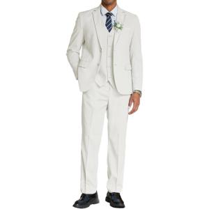 imageCOOFANDY Mens 3 Piece Linen Suits Casual Lightweight Blazer Jackets Vest Pants Set for Wedding Business PromWhite