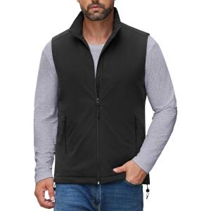 imageCOOFANDY Mens Softshell Vests Outerwear Lightweight Golf Vest Windproof Sleeveless Jacket for Travel Hiking RunningBlack