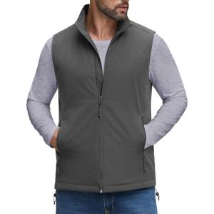 imageCOOFANDY Mens Softshell Vests Outerwear Lightweight Golf Vest Windproof Sleeveless Jacket for Travel Hiking RunningDark Grey