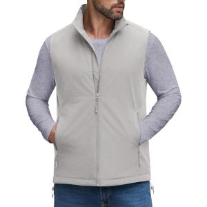 imageCOOFANDY Mens Softshell Vests Outerwear Lightweight Golf Vest Windproof Sleeveless Jacket for Travel Hiking RunningLight Grey