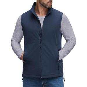 imageCOOFANDY Mens Softshell Vests Outerwear Lightweight Golf Vest Windproof Sleeveless Jacket for Travel Hiking RunningNavy Blue