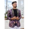 imageCOOFANDY Mens Floral Suit Jacket Shawl Lapel Slim Fit Stylish Blazer Dress Suit Prom Party Wedding BlazerLuxury Blue
