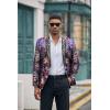 imageCOOFANDY Mens Floral Suit Jacket Shawl Lapel Slim Fit Stylish Blazer Dress Suit Prom Party Wedding BlazerLuxury Blue
