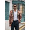 imageCOOFANDY Mens Floral Suit Jacket Shawl Lapel Slim Fit Stylish Blazer Dress Suit Prom Party Wedding BlazerLuxury Brown