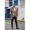 imageCOOFANDY Mens Floral Suit Jacket Shawl Lapel Slim Fit Stylish Blazer Dress Suit Prom Party Wedding BlazerLuxury Brown