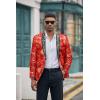 imageCOOFANDY Mens Floral Suit Jacket Shawl Lapel Slim Fit Stylish Blazer Dress Suit Prom Party Wedding BlazerLuxury Red