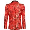 imageCOOFANDY Mens Floral Suit Jacket Shawl Lapel Slim Fit Stylish Blazer Dress Suit Prom Party Wedding BlazerLuxury Red