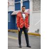 imageCOOFANDY Mens Floral Suit Jacket Shawl Lapel Slim Fit Stylish Blazer Dress Suit Prom Party Wedding BlazerLuxury Red