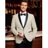 imageCOOFANDY Mens Tuxedo Jacket One Button Dress Suit Blazer Jacket for Wedding Dinner Prom PartyBeige