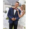 imageCOOFANDY Mens Tuxedo Jacket One Button Dress Suit Blazer Jacket for Wedding Dinner Prom PartyBluejacquard