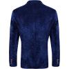 imageCOOFANDY Mens Velvet Blazer Notched Lapel One Button Velour Tuxedo Jacket for Prom Wedding Party DinnerBlue Retro Floral