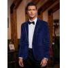 imageCOOFANDY Mens Velvet Blazer Notched Lapel One Button Velour Tuxedo Jacket for Prom Wedding Party DinnerBlue Retro Floral