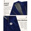 imageCOOFANDY Mens Velvet Blazer Notched Lapel One Button Velour Tuxedo Jacket for Prom Wedding Party DinnerBlue Retro Floral