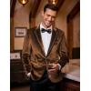 imageCOOFANDY Mens Velvet Blazer Notched Lapel One Button Velour Tuxedo Jacket for Prom Wedding Party DinnerBrown