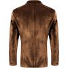 imageCOOFANDY Mens Velvet Blazer Notched Lapel One Button Velour Tuxedo Jacket for Prom Wedding Party DinnerBrown