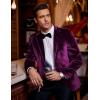 imageCOOFANDY Mens Velvet Blazer Notched Lapel One Button Velour Tuxedo Jacket for Prom Wedding Party DinnerPurple