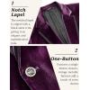 imageCOOFANDY Mens Velvet Blazer Notched Lapel One Button Velour Tuxedo Jacket for Prom Wedding Party DinnerPurple