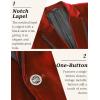 imageCOOFANDY Mens Velvet Blazer Notched Lapel One Button Velour Tuxedo Jacket for Prom Wedding Party DinnerRed