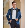 imageCOOFANDY Mens Wedding Tuxedo Jacket Slim Fit Velvet Blazer One Button Suit Jacket for Prom Dinner PartyNavy Blue