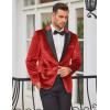 imageCOOFANDY Mens Wedding Tuxedo Jacket Slim Fit Velvet Blazer One Button Suit Jacket for Prom Dinner PartyRed