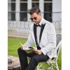 imageCOOFANDY Mens Wedding Tuxedo Jacket Slim Fit Velvet Blazer One Button Suit Jacket for Prom Dinner PartyWhite