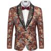 imageCOOFANDY Mens Floral Suit Jacket Shawl Lapel Slim Fit Stylish Blazer Dress Suit Prom Party Wedding BlazerLuxury Brown