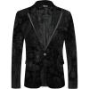 imageCOOFANDY Mens Velvet Blazer Notched Lapel One Button Velour Tuxedo Jacket for Prom Wedding Party DinnerBlack Paisley