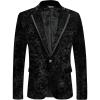 imageCOOFANDY Mens Velvet Blazer Notched Lapel One Button Velour Tuxedo Jacket for Prom Wedding Party DinnerBlack Retro Floral