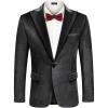 imageCOOFANDY Mens Wedding Tuxedo Jacket Slim Fit Velvet Blazer One Button Suit Jacket for Prom Dinner PartyBlack