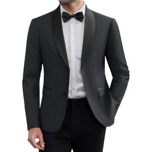 imageCOOFANDY Men Tuxedo Jacket Slim Fit Blazer Suit Jacket Prom Dinner Party WeddingDark Grey