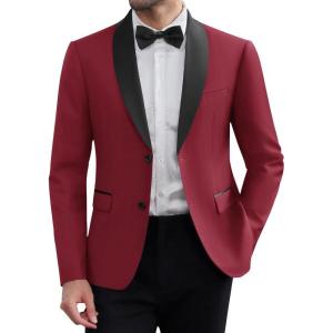 imageCOOFANDY Men Tuxedo Jacket Slim Fit Blazer Suit Jacket Prom Dinner Party WeddingDark Red