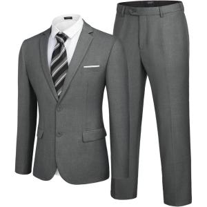imageCOOFANDY Mens 2 Piece Wedding Suit Slim Fit Dress Suits 2 Button Blazer Jacket Pant for Business Dinner Party PromGrey