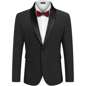 imageCOOFANDY Mens Tuxedo Jacket Wedding Suit Jacket Slim Fit Blazer Jacket for Dinner Prom PartyBlack